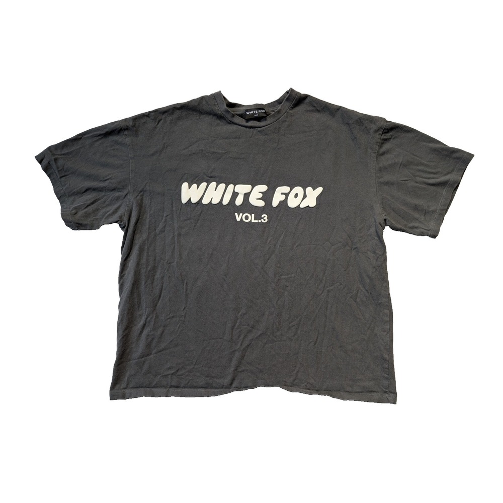 White Fox Vol 3 Shirt Womens S/M Oversized Green Gray Puff Print Cropped